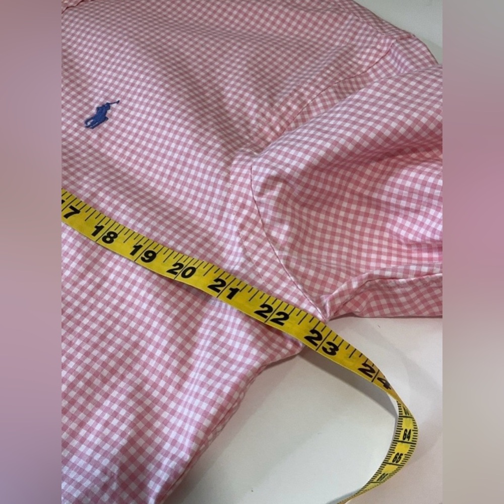 Ralph Lauren Slim Fit 100% Cotton Pink Gingham Button Up Long Sleeve Shirt L - Picture 6 of 7